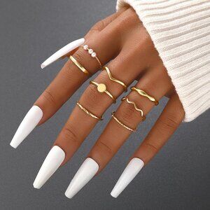 Jewelry | 25 Pcs Gold Knuckle Ring Set For Women Chunky Stackable ...